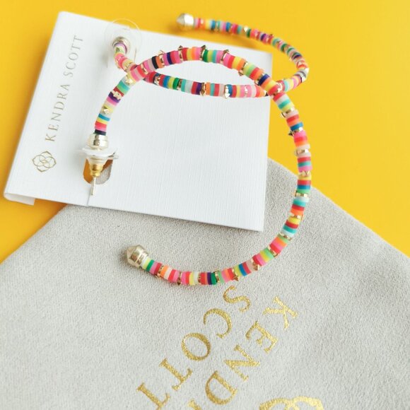 Kendra Scott Reece Gold Neon Mix Hoop Earrings - Picture 3 of 3